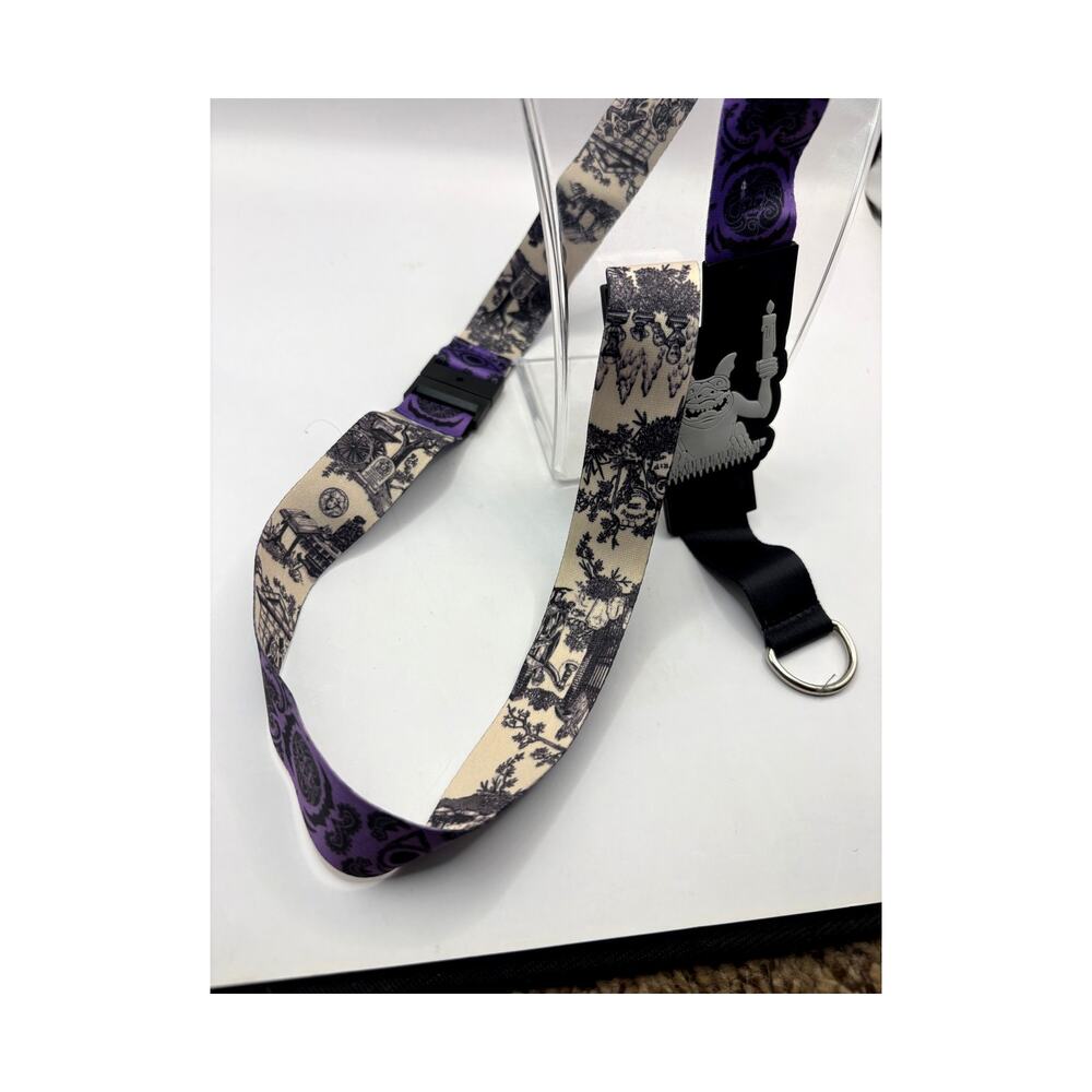 Disney Haunted Mansion Purple Wallpaper Pin Trading Lanyard - Picture 3 of 4
